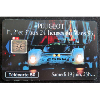 Carte téléphonique télécarte 50 Peugeot 1°, 2° et 3° aux 24 heures du Mans 93