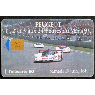 Carte téléphonique télécarte 50 Peugeot 1°, 2° et 3° aux 24 heures du Mans 93