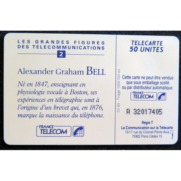 Carte téléphonique Télécarte 50 Alexander Graham Bell