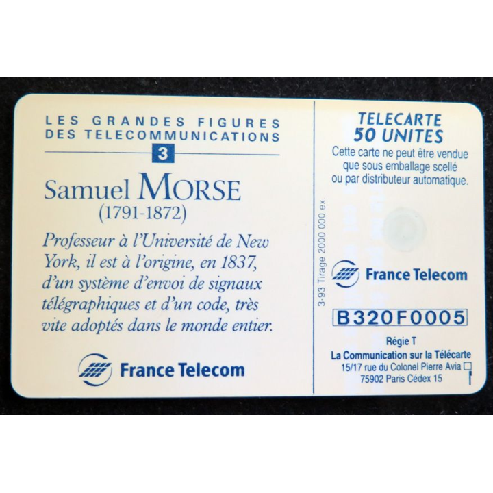 Carte téléphonique Télécarte 50 Samuel Morse