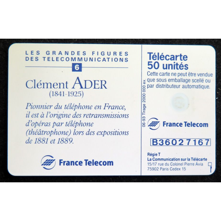 Carte téléphonique Télécarte 50 Clément Ader