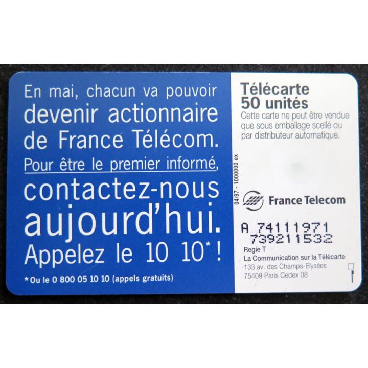 Carte téléphonique Télécarte 50 France Télécom 10 10