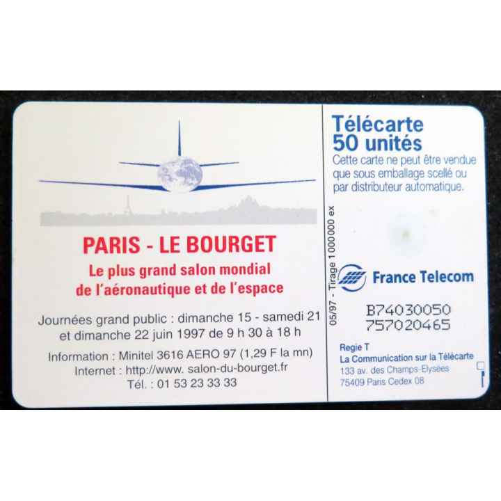 Carte téléphonique Télécarte 50 Aéronautique espace 42° salon du Bourget