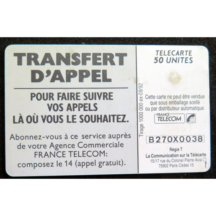 Carte téléphonique Télécarte 50 Transfert d'Appel