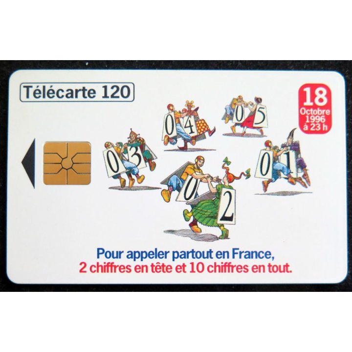Carte téléphonique télécarte 120 Numérotation à 10 Chiffres