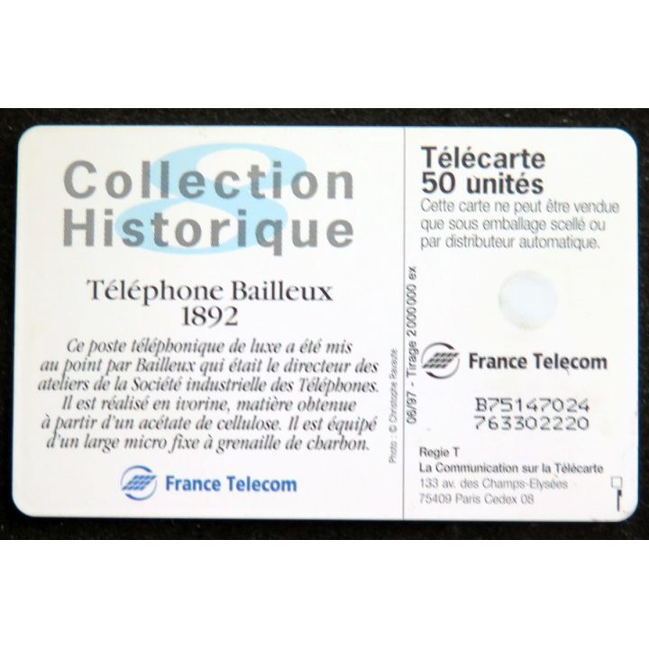 Carte téléphonique télécarte 50 Téléphone Bailleux 1892