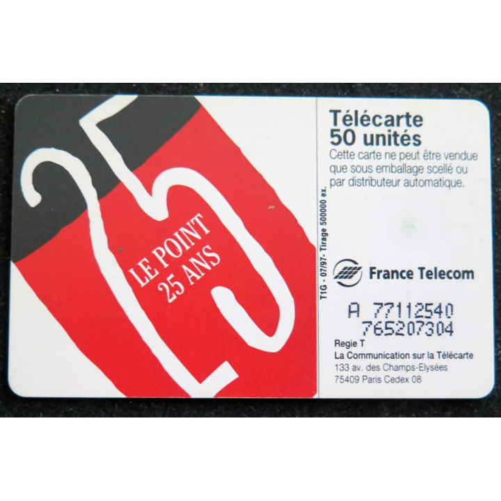 Carte téléphonique télécarte 50 LE POINT 25 ans