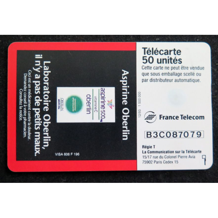 Carte téléphonique télécarte 50 Aspirine Oberlin