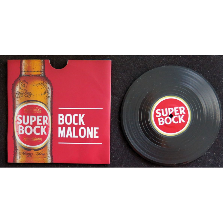 DESSOUS DE VERRE A BIÈRE Super Bock Bock Malone sous forme de disque gravé