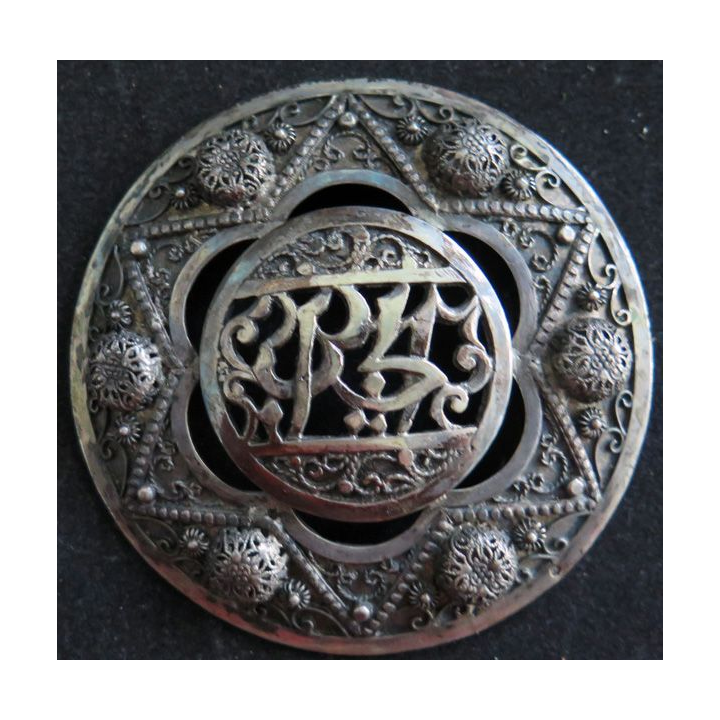 Broche arabe en argent pour cape diamètre 7 cm