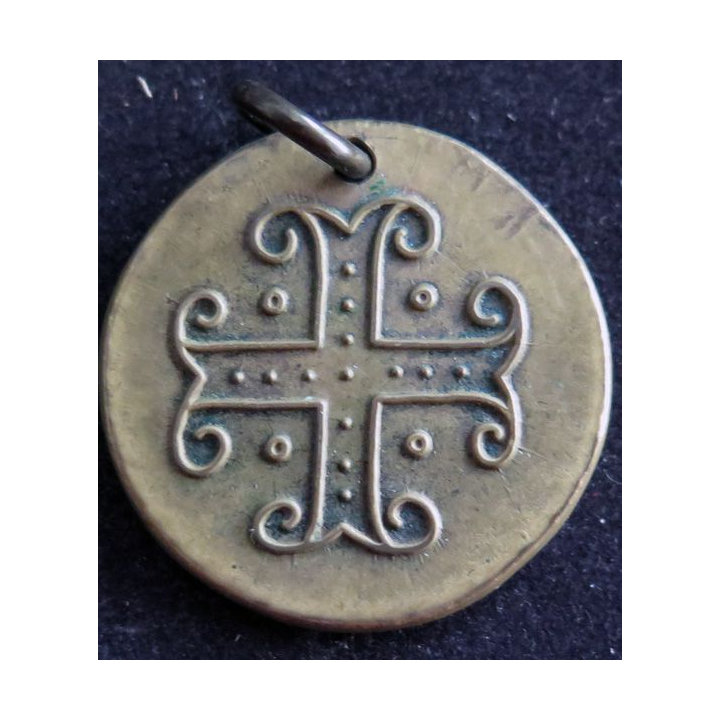 Médaille émaillée de Saint François de Sales de diamètre 3,5 cm