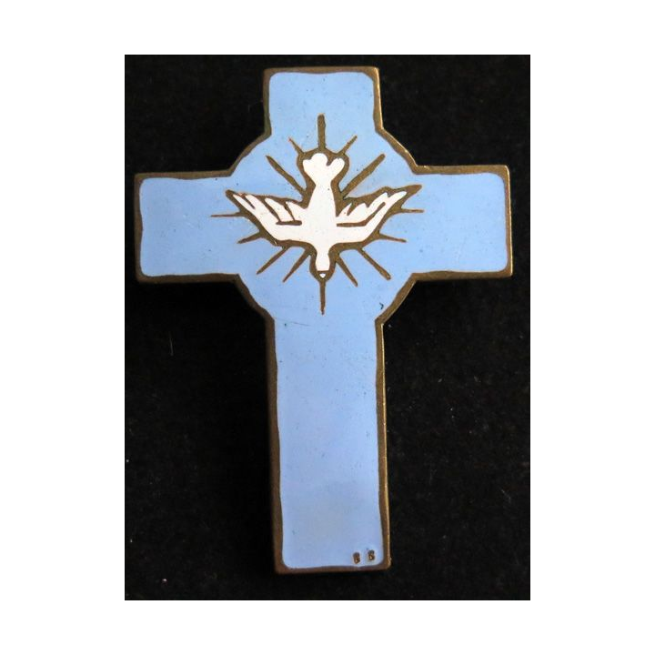 Croix émaillée sur cuivre du Saint Esprit 5,4 x 3,9 cm
