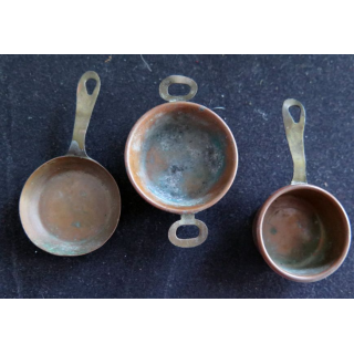 Ensemble de 3 petites casserole et poêle et faitout pour dinette enfant en cuivre