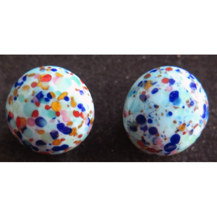 Paire de boucles d'oreilles année 70 (pierres polies ou verre teinté ?)