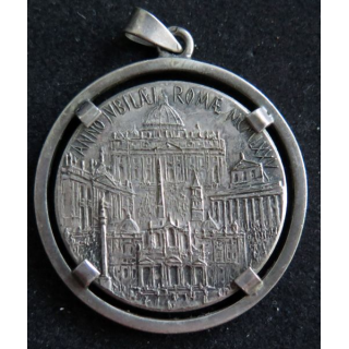 Pendentif de la Médaille année jubilaire de Rome 1975 plaquée argent diamètre 4 cm
