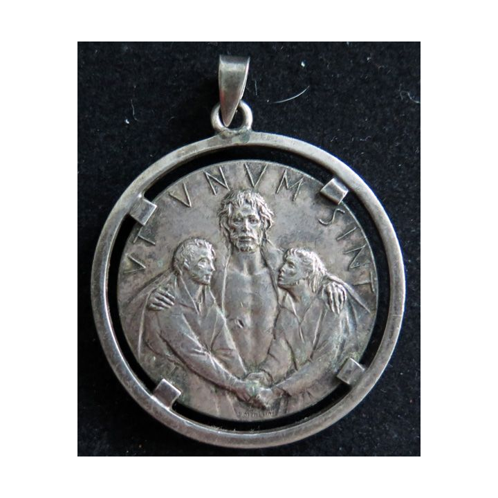 Pendentif de la Médaille année jubilaire de Rome 1975 plaquée argent diamètre 4 cm