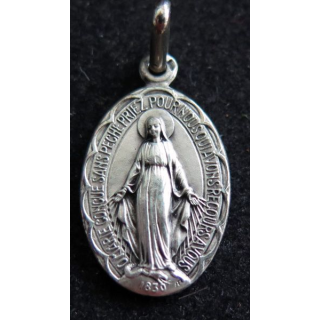 médaille religieuse en métal argenté de Marie conçue sans péché de hauteur 2,5 cm
