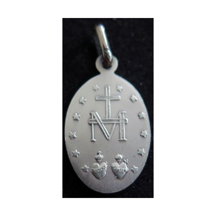 médaille religieuse en métal argenté de Marie conçue sans péché de hauteur 2,5 cm