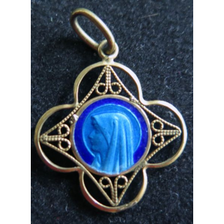 médaille religieuse en métal  doré de Lourdes hauteur 2,5 cm