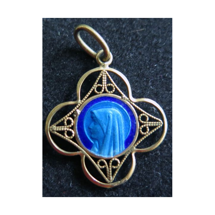 médaille religieuse en métal  doré de Lourdes hauteur 2,5 cm