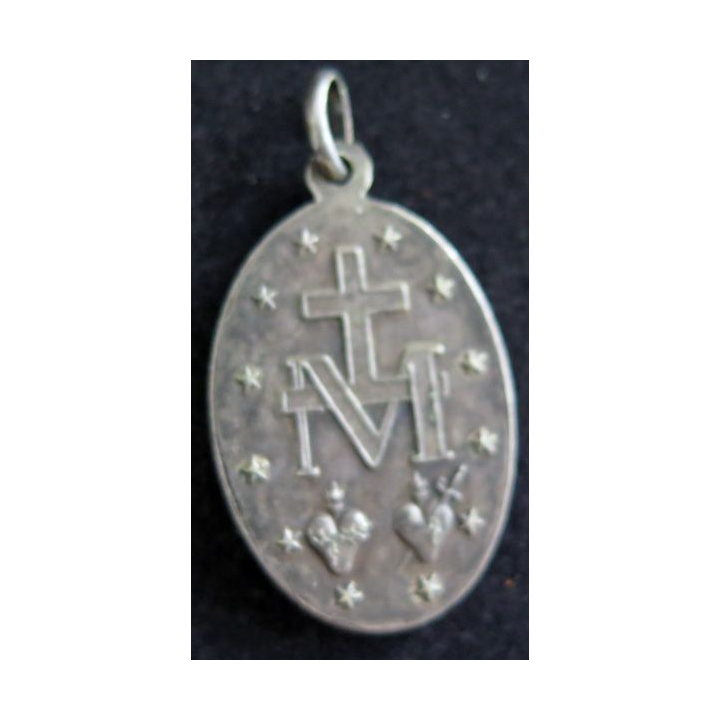 médaille religieuse en métal argenté de Marie conçue sans péché de hauteur 3,8 cm