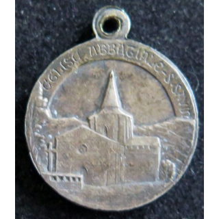médaille religieuse en métal  argentée de Saint Savin diamètre 1,8 cm
