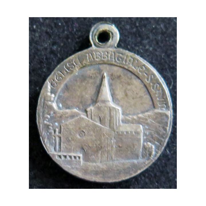 médaille religieuse en métal  argentée de Saint Savin diamètre 1,8 cm