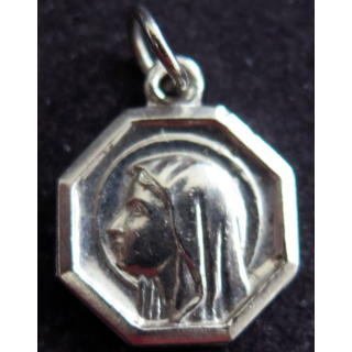 médaille religieuse en métal  argenté du Rosaire de Fatima 1,4 cm de large