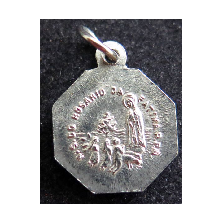 médaille religieuse en métal  argenté du Rosaire de Fatima 1,4 cm de large