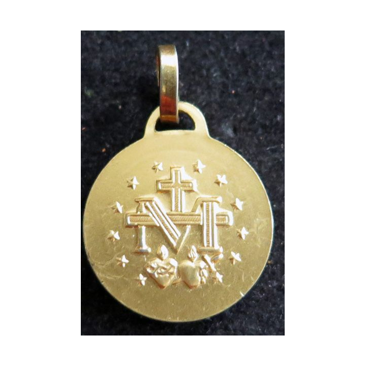 médaille religieuse en métal doré de Marie conçue sans péché de diamètre 1,3 cm