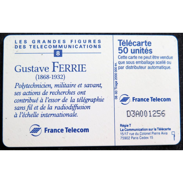 Carte téléphonique télécarte 50 Gustave FERRIE