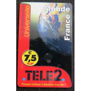 Carte téléphonique Universelle télé 2 7,5 €