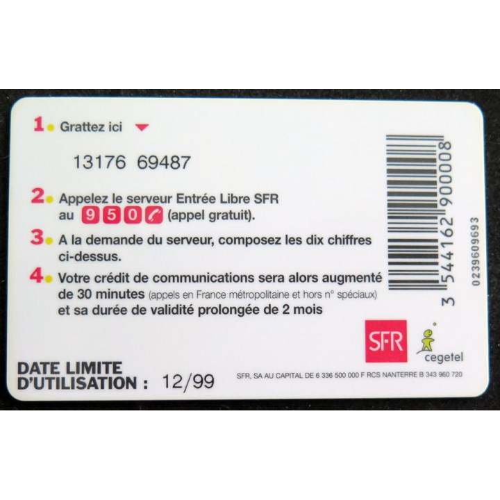 Carte téléphonique La recharge SFR 30 minutes