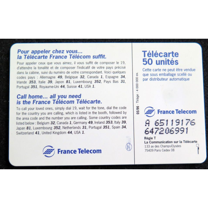 Carte téléphonique télécarte 50 de France Telecom
