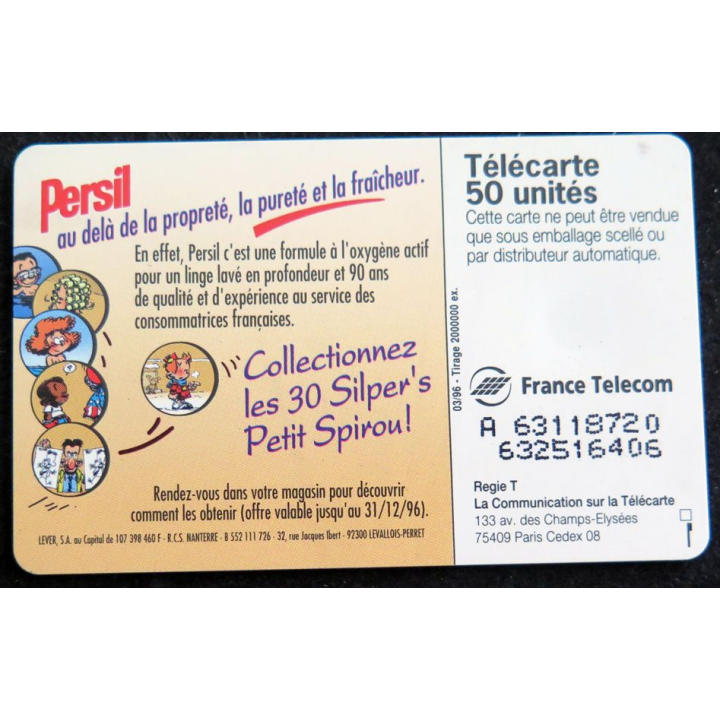 Carte téléphonique télécarte 50 Persil