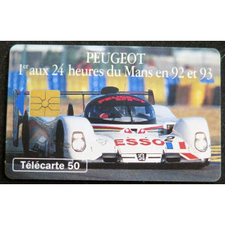 Carte téléphonique télécarte 50 Peugeot 1° aux 24 heures du Mans en 92 et 93