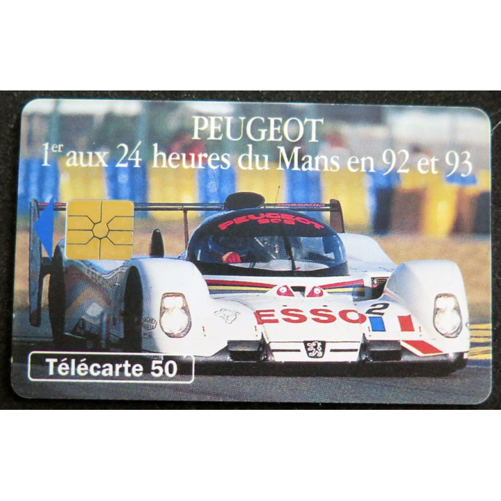 Carte téléphonique télécarte 50 Peugeot 1° aux 24 heures du Mans en 92 et 93