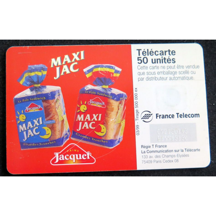 Carte téléphonique télécarte 50 MaxiJac Pains jacquet