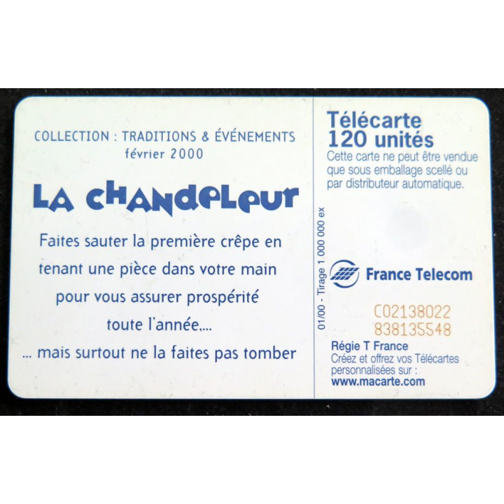 Carte téléphonique télécarte 120 La Chandeleur