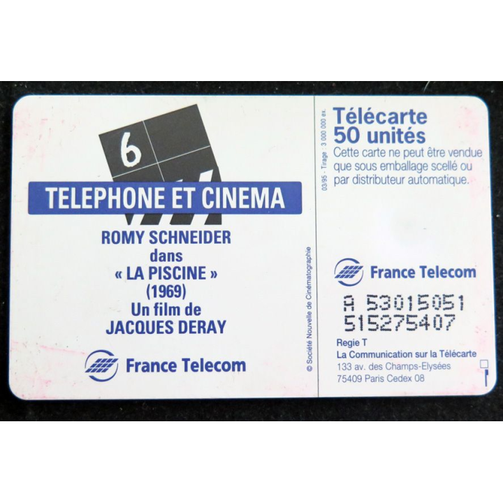 Carte téléphonique télécarte 50 Téléphone et cinéma Romy Schneider