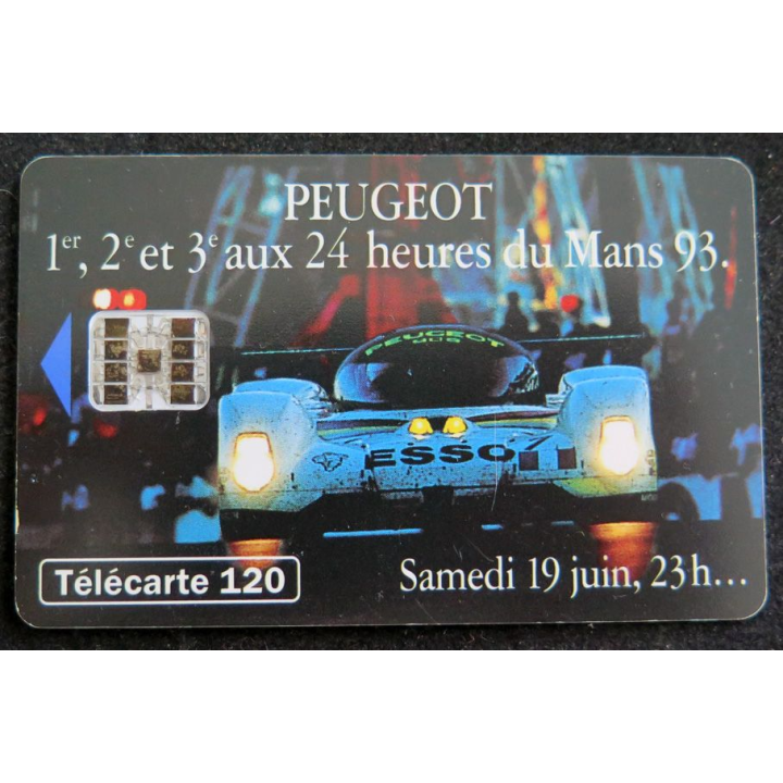 Carte téléphonique télécarte 120 Peugeot 1° 2° et 3° aux 24 heures du Mans 93