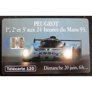 Carte téléphonique télécarte 120 Peugeot 1° 2° et 3° aux 24 heures du Mans 93