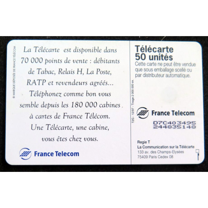 Carte téléphonique télécarte 50 de France Telecom