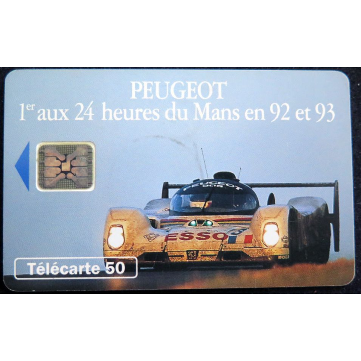 Carte téléphonique télécarte 50 Peugeot 1° aux 24 heures du Mans en 92 et 93