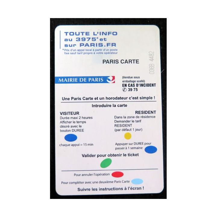 Carte de stationnement à Paris 15 €