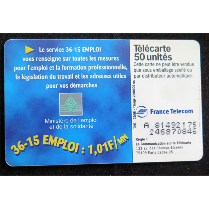 Carte téléphonique télécarte 50 36-15 emploi