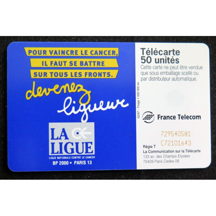 Carte téléphonique télécarte 50 Ligue contre le cancer