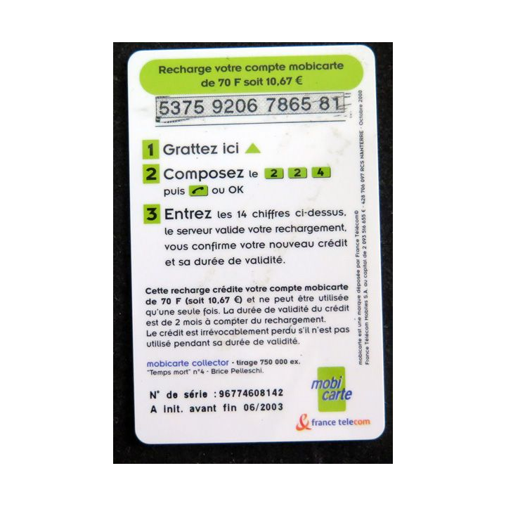 Carte téléphonique Recharge 70 mobicarte