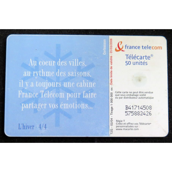 Carte téléphonique télécarte 50 Au Coeur des villes l'hiver 4/4
