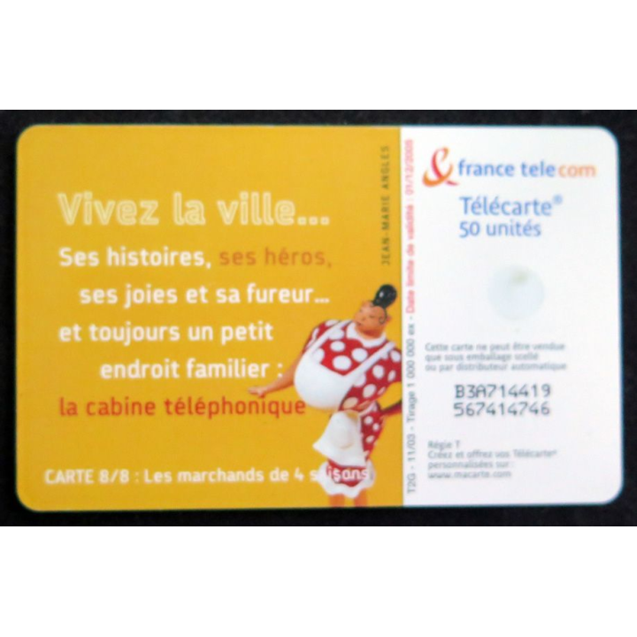 Carte téléphonique télécarte 50 Vivez la ville carte 8/8 Les Marchands de 4 saisons
